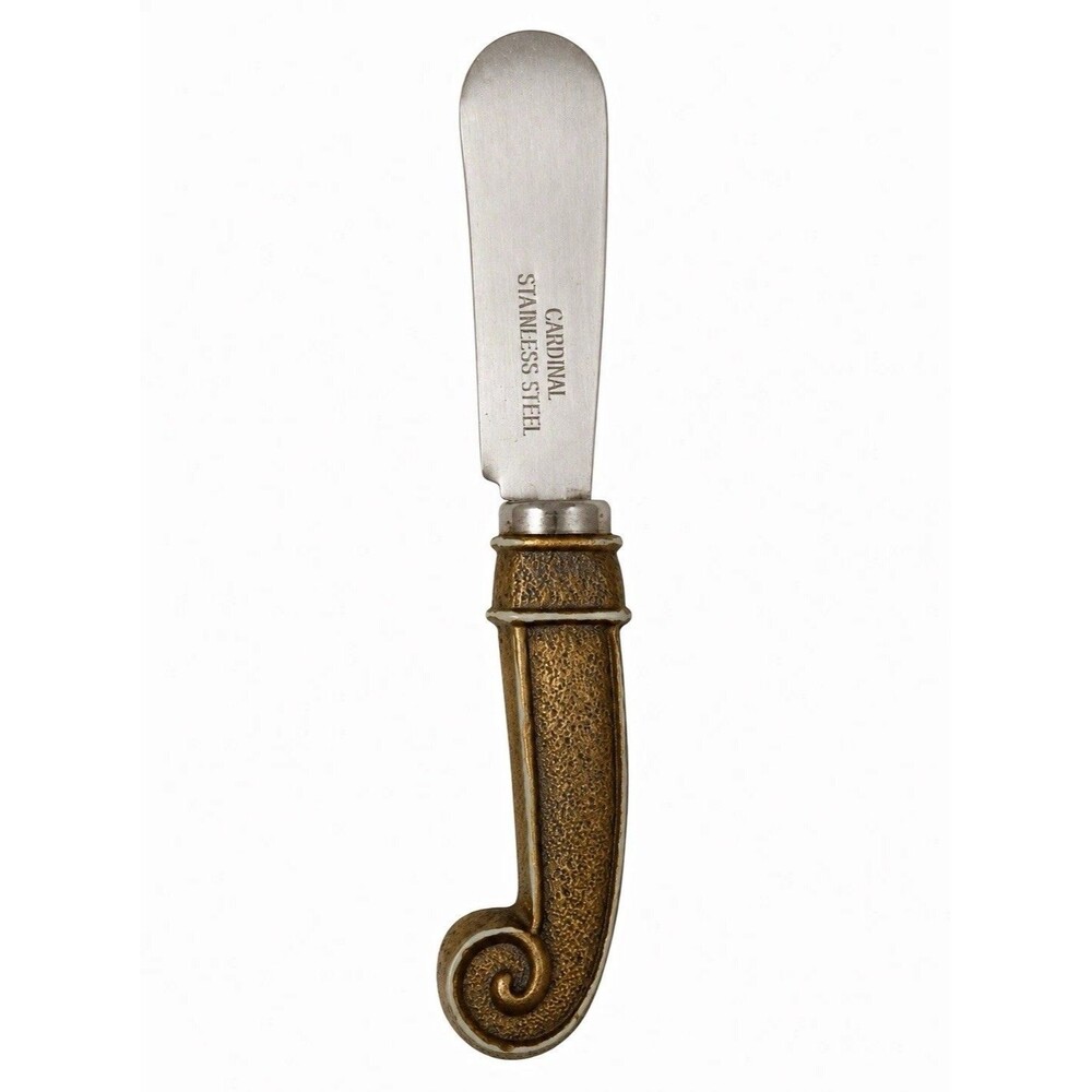 Cardinal Stainless Steel Butter Cheese Spreader Bronze Scroll Handle Vintage